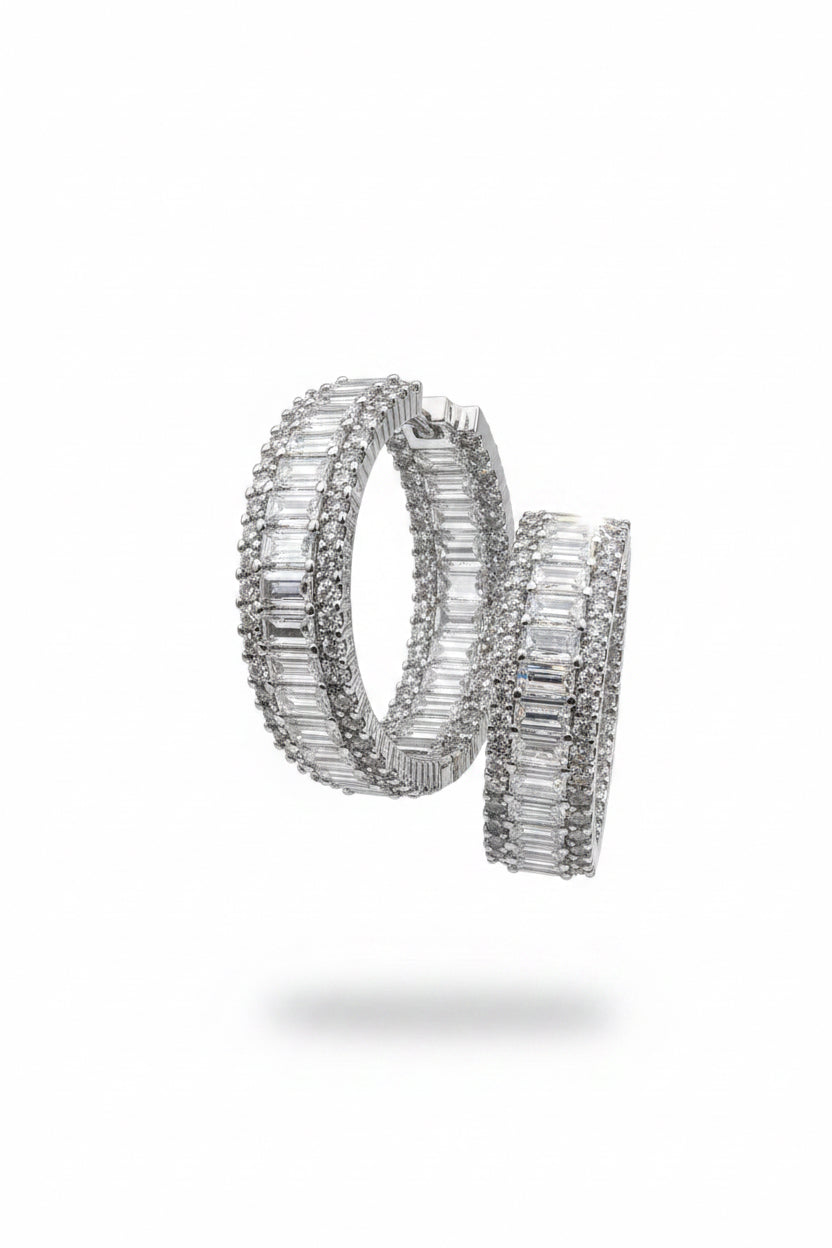 Crystal Frame Hoop Earrings