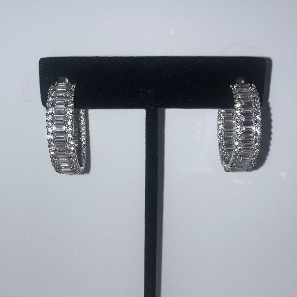 Crystal Frame Hoop Earrings