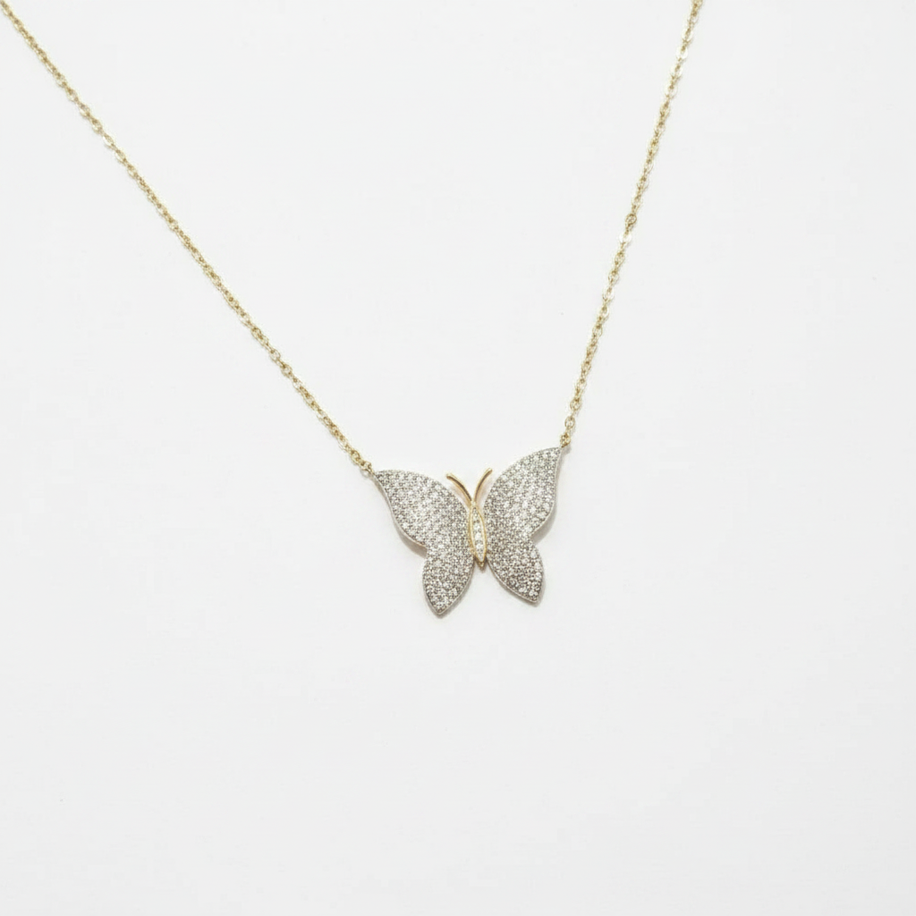Gold Pavé Butterfly necklace