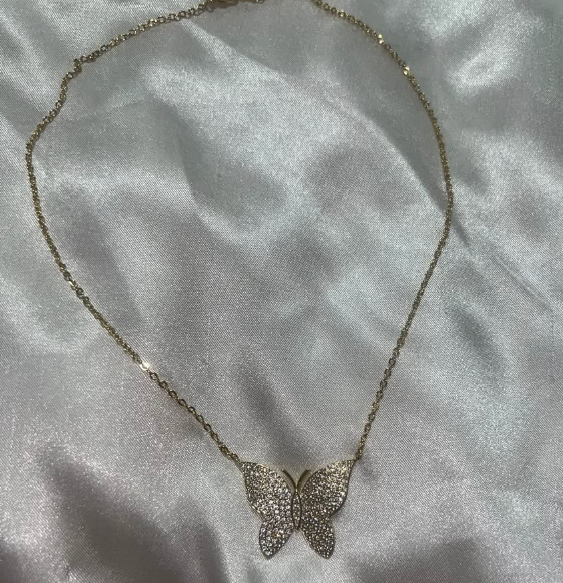 Gold Pavé Butterfly necklace